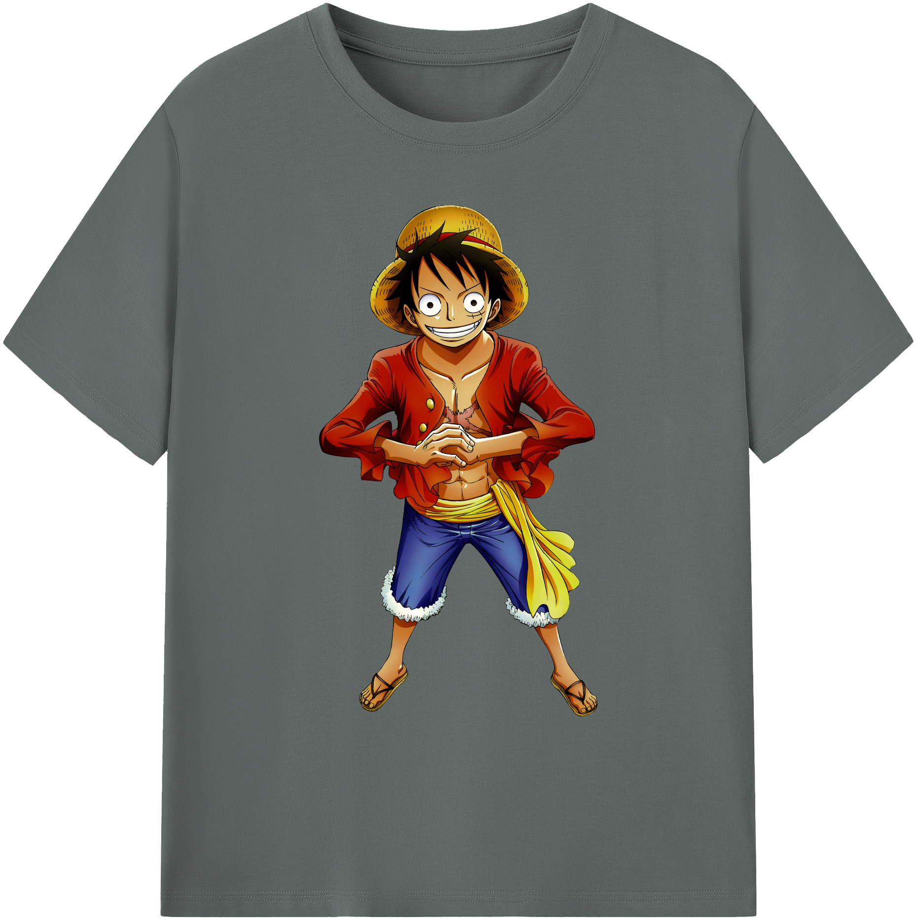 ワンピース モンキー・D・ルフィ ONE PIECE Monkey D. Luffy 綿100％ メンズ半袖Tシャツ｜肌触りやわらか＆通気性